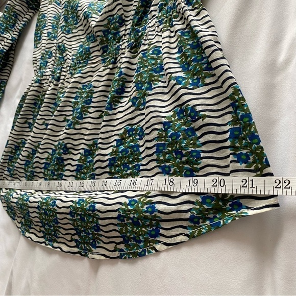 Tory Burch Top white Green Flora Cotton Scoop Neck Keyhole Tunic Elastic waist 6 - Picture 15 of 16